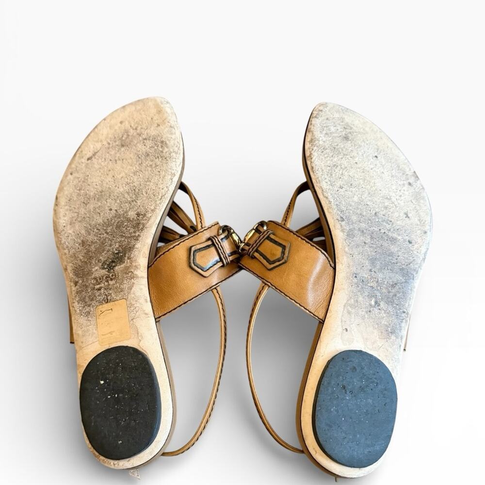 Gucci Brown Leather Tassel Horsebit Thong Flat Sandals EU 37 US 7 - Picture 14 of 16